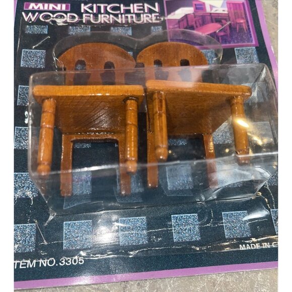 New Vintage Wood Mini Chair Miniature Furniture Dollhouse 2 Chairs - Picture 4 of 6